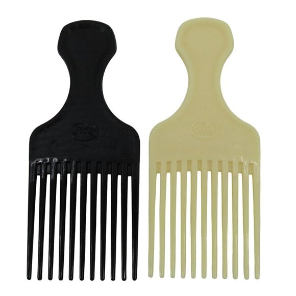 Goody USA 7212 Curly Hair Lift Combs Black Cream Plastic Vintage 2 Pack Open Box - Picture 1 of 8